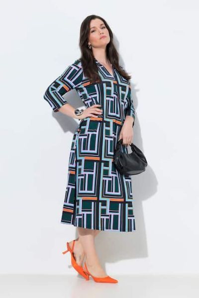 Veliki brojevi Haljina midi 3/4 rukava moda za punije