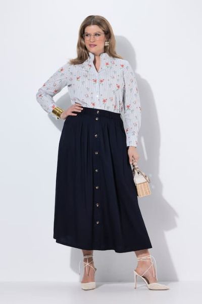 Veliki brojevi Suknja maxi na kopčanje moda za punije