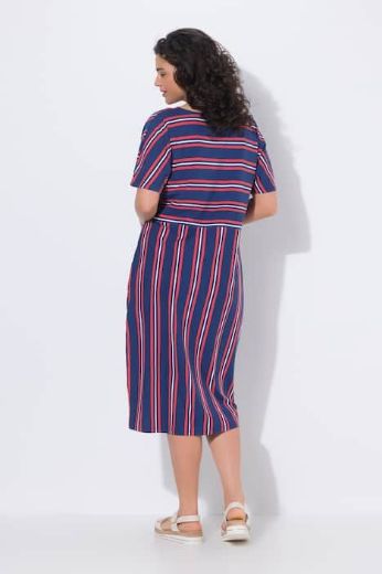 Plus size veliki brojevi Haljina midi polurukavi prugasta za punije