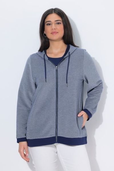 Veliki brojevi Majica dugih rukava patent zatvarač s kapuljačom moda za punije