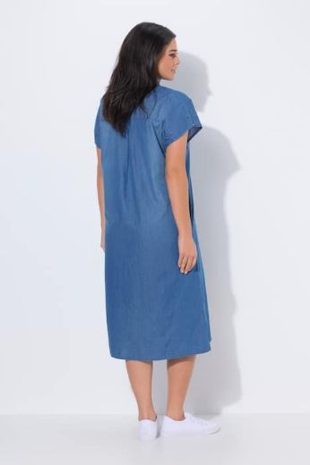 Plus size veliki brojevi Haljina midi sa patentom traper izgled za punije