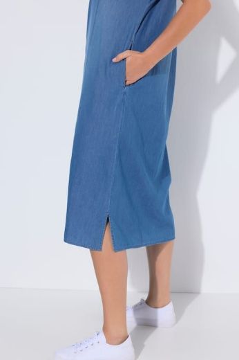 Plus size veliki brojevi Haljina midi sa patentom traper izgled za punije