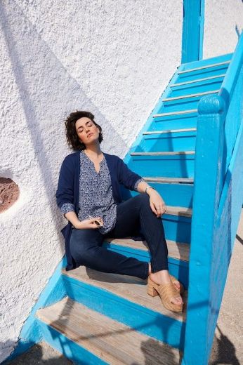 Plus size veliki brojevi Majica s patentom dugih rukava V izreza za punije