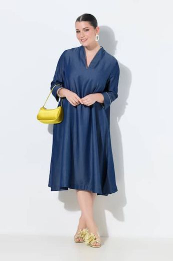 Plus size veliki brojevi Haljina 3/4 rukavi traper izgled za punije