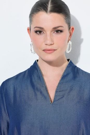 Plus size veliki brojevi Haljina 3/4 rukavi traper izgled za punije