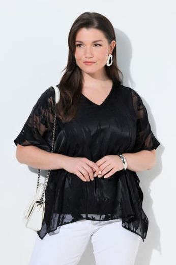 Plus size veliki brojevi Bluza elegantna kratkih rukava V izrez dvoslojna za punije