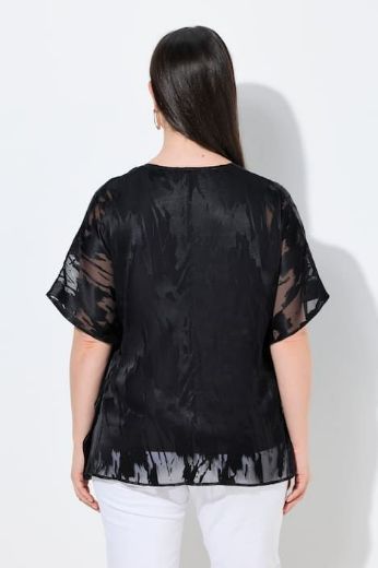 Plus size veliki brojevi Bluza elegantna kratkih rukava V izrez dvoslojna za punije