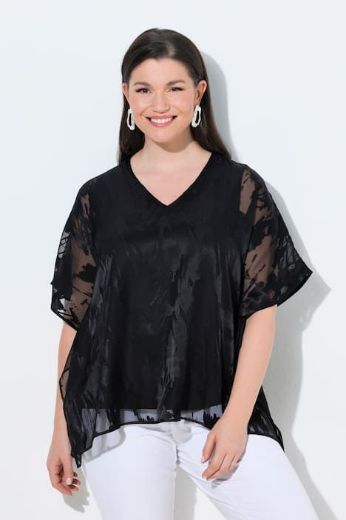 Plus size veliki brojevi Bluza elegantna kratkih rukava V izrez dvoslojna za punije