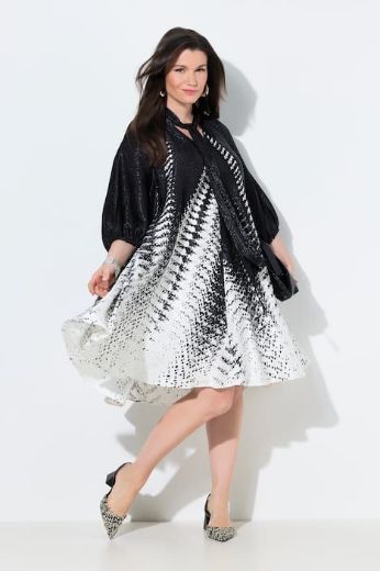 Plus size veliki brojevi Haljina elegantna 3/4 rukavi s izrezom na vezanje za punije