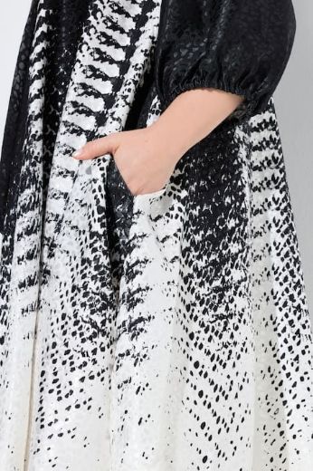 Plus size veliki brojevi Haljina elegantna 3/4 rukavi s izrezom na vezanje za punije