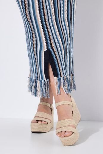 Plus size veliki brojevi Suknja pletena s resicama elastičnog struka za punije