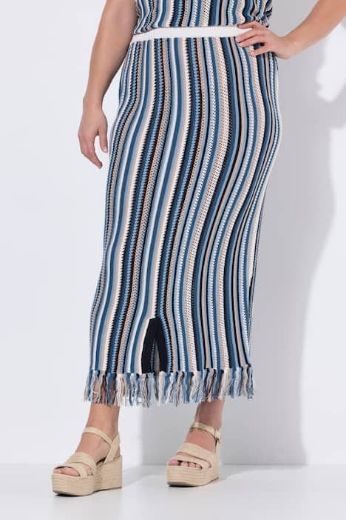 Plus size veliki brojevi Suknja pletena s resicama elastičnog struka za punije