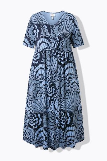 Plus size veliki brojevi Haljina maxi kratkih rukava pamučna za punije