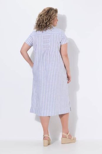 Plus size veliki brojevi Haljina maxi kratkih rukava prugasta pamučna za punije