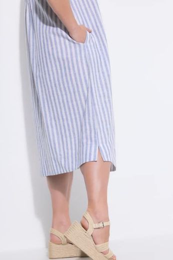 Plus size veliki brojevi Haljina maxi kratkih rukava prugasta pamučna za punije