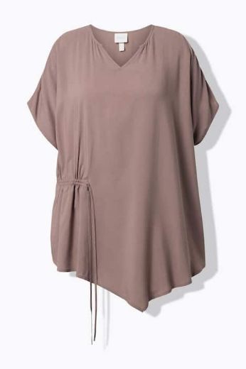 Plus size veliki brojevi Tunika kratkih rukava s vezicom za zatezanje za punije