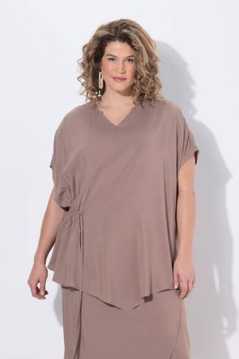 Plus size veliki brojevi Tunika kratkih rukava s vezicom za zatezanje za punije