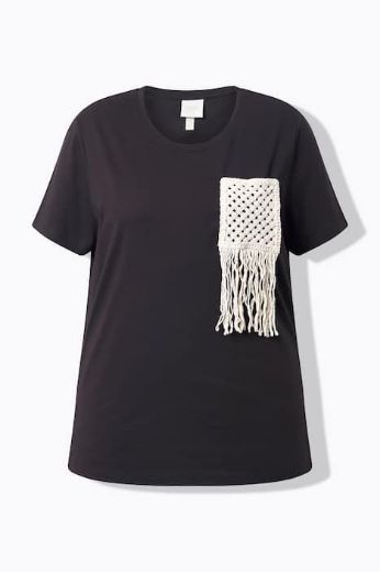 Plus size veliki brojevi Majica kratkih rukava pletenog džepa pamučna za punije