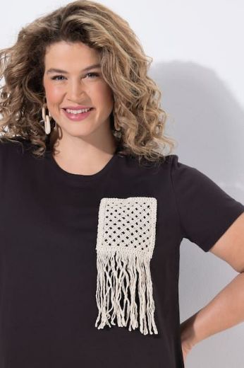 Plus size veliki brojevi Majica kratkih rukava pletenog džepa pamučna za punije