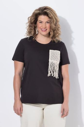 Plus size veliki brojevi Majica kratkih rukava pletenog džepa pamučna za punije