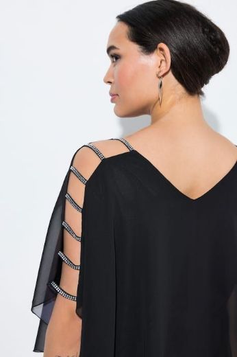 Plus size veliki brojevi Bluza kratkih rukava dvoslojna V izreza za punije