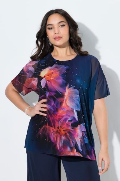 Veliki brojevi Bluza kratkih rukava dvoslojna okrulog izreza moda za punije