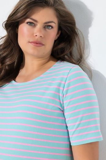 Plus size veliki brojevi Majica prugasta kratkih rukava za punije