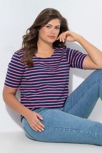 Plus size veliki brojevi Majica prugasta kratkih rukava za punije