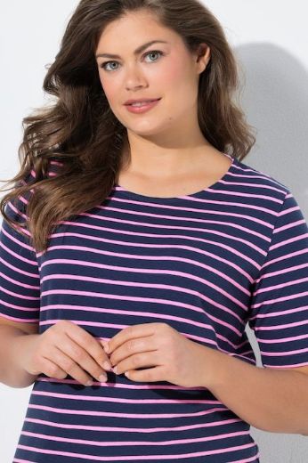 Plus size veliki brojevi Majica prugasta kratkih rukava za punije