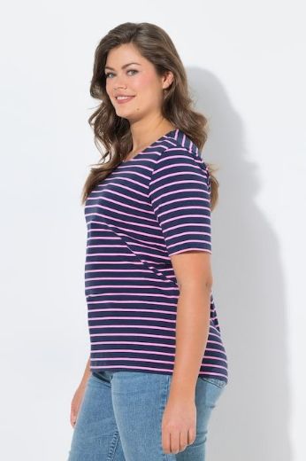 Plus size veliki brojevi Majica prugasta kratkih rukava za punije
