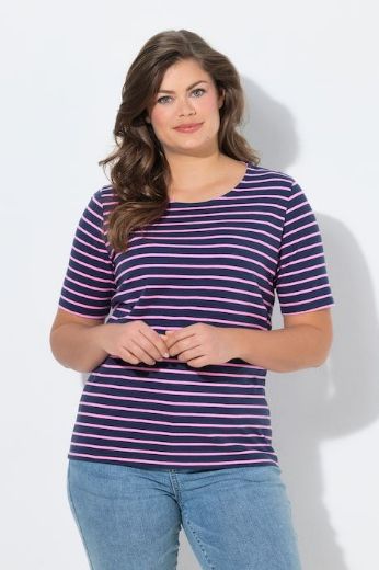 Plus size veliki brojevi Majica prugasta kratkih rukava za punije