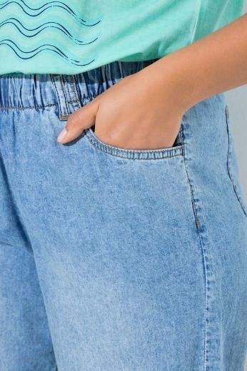 Plus size veliki brojevi Hlače traper širokih nogavica elastičnog struka za punije