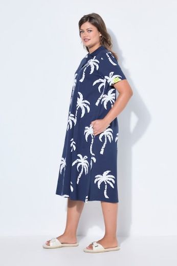 Plus size veliki brojevi Haljina 1/2 rukava s kragnom za punije