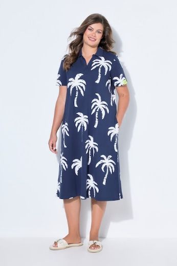 Plus size veliki brojevi Haljina 1/2 rukava s kragnom za punije