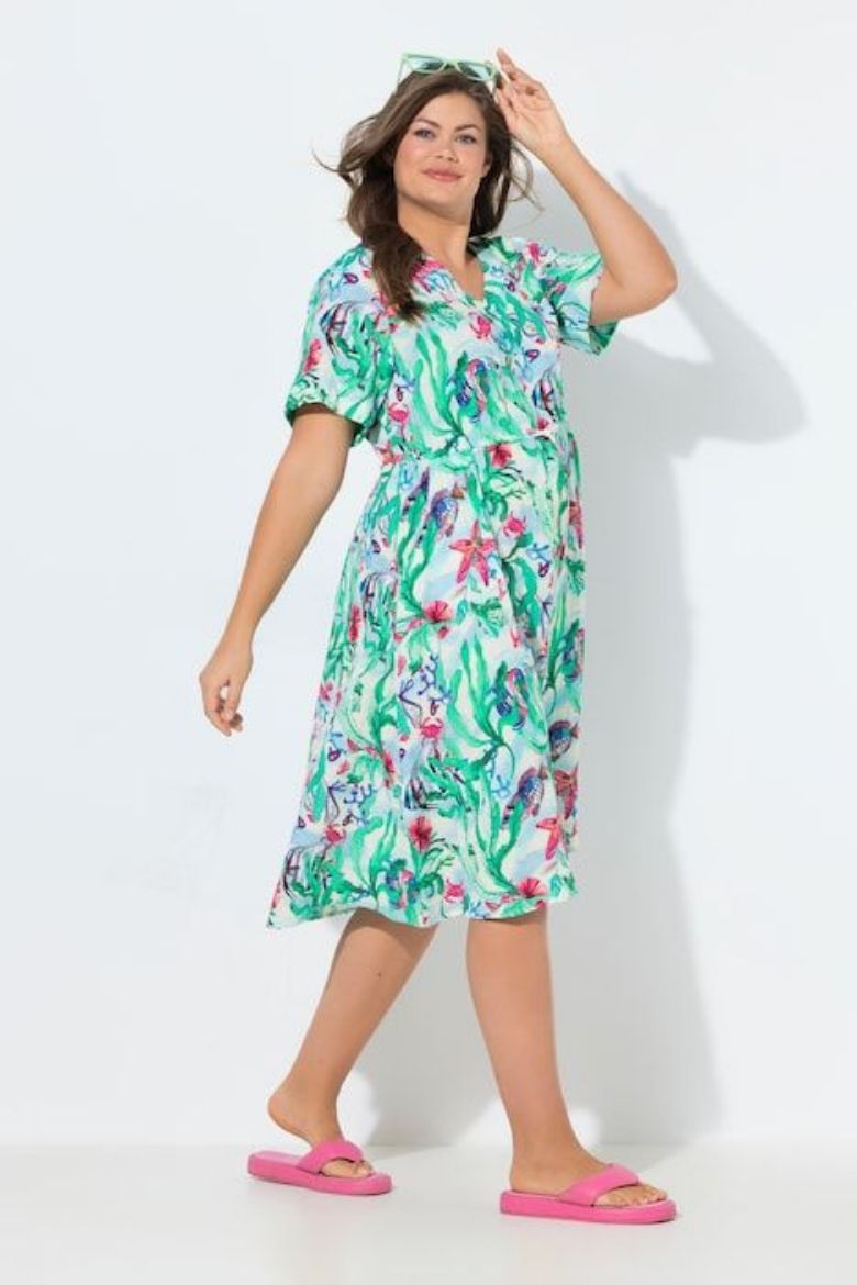 Plus size veliki brojevi Haljina 1/2 rukava od muslina za punije