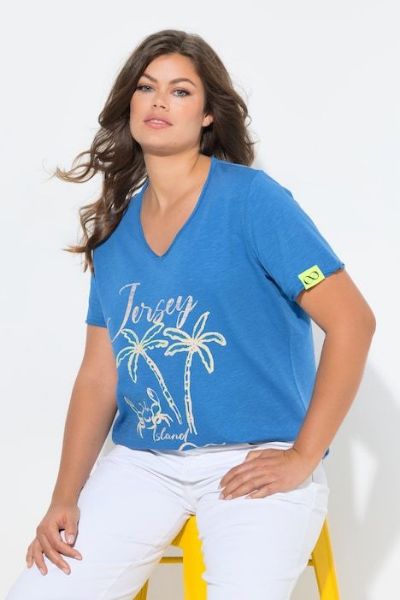 Veliki brojevi Majica kratkih rukava V izreza moda za punije