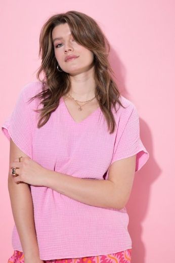 Plus size veliki brojevi Bluza kratkih rukava V izreza za punije