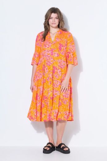 Plus size veliki brojevi Haljina midi 3/4 rukava A kroja za punije