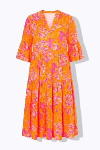 Plus size veliki brojevi Haljina midi 3/4 rukava A kroja za punije