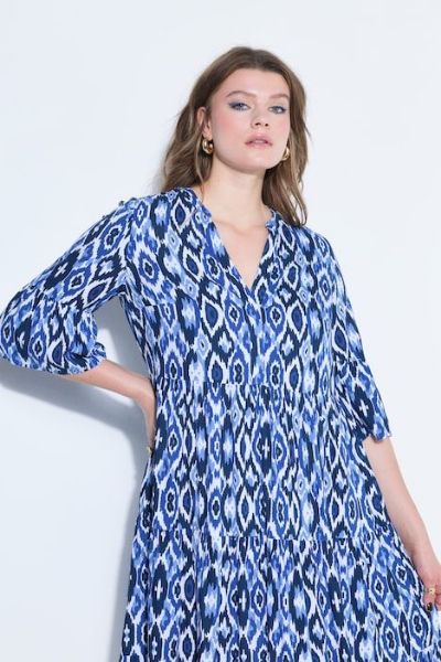 Veliki brojevi Haljina midi 3/4 rukava A kroja moda za punije