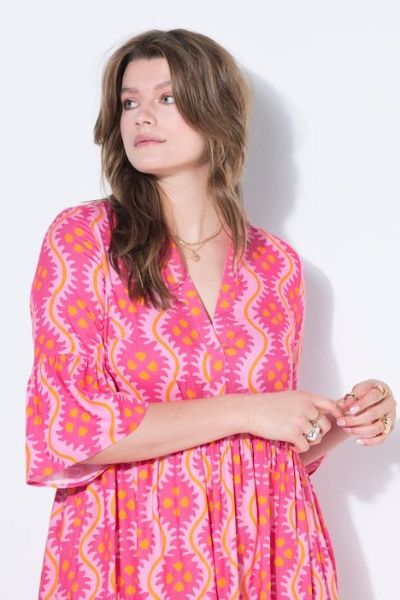 Veliki brojevi Haljina 3/4 rukava A kroja moda za punije