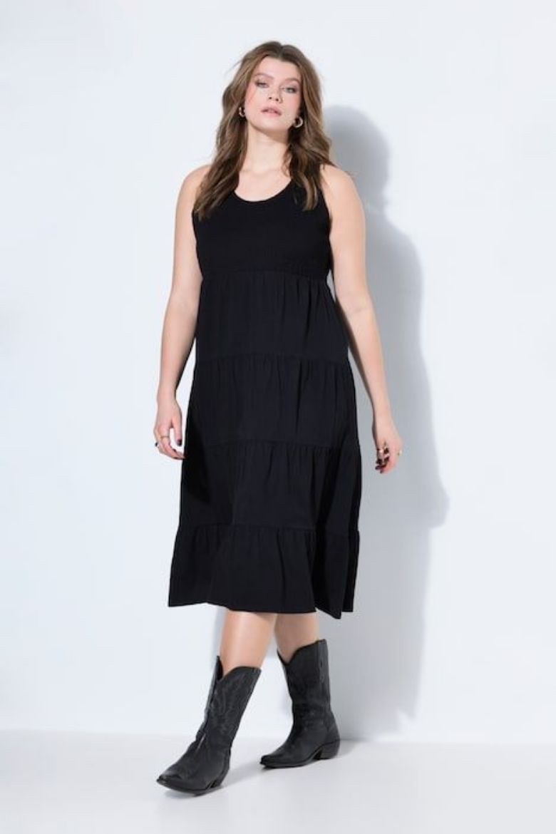 Plus size veliki brojevi Haljina midi bez rukava A kroja za punije