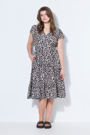 Plus size veliki brojevi Haljina midi kratkih rukava A kroja za punije