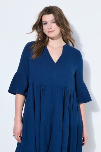 Plus size veliki brojevi Haljina 3/4 rukavi A kroja duži model za punije