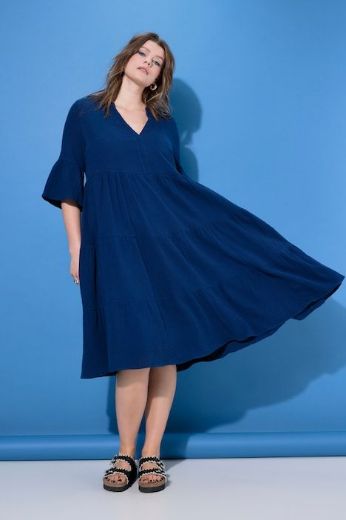 Plus size veliki brojevi Haljina 3/4 rukavi A kroja duži model za punije