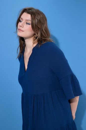 Plus size veliki brojevi Haljina 3/4 rukavi A kroja duži model za punije