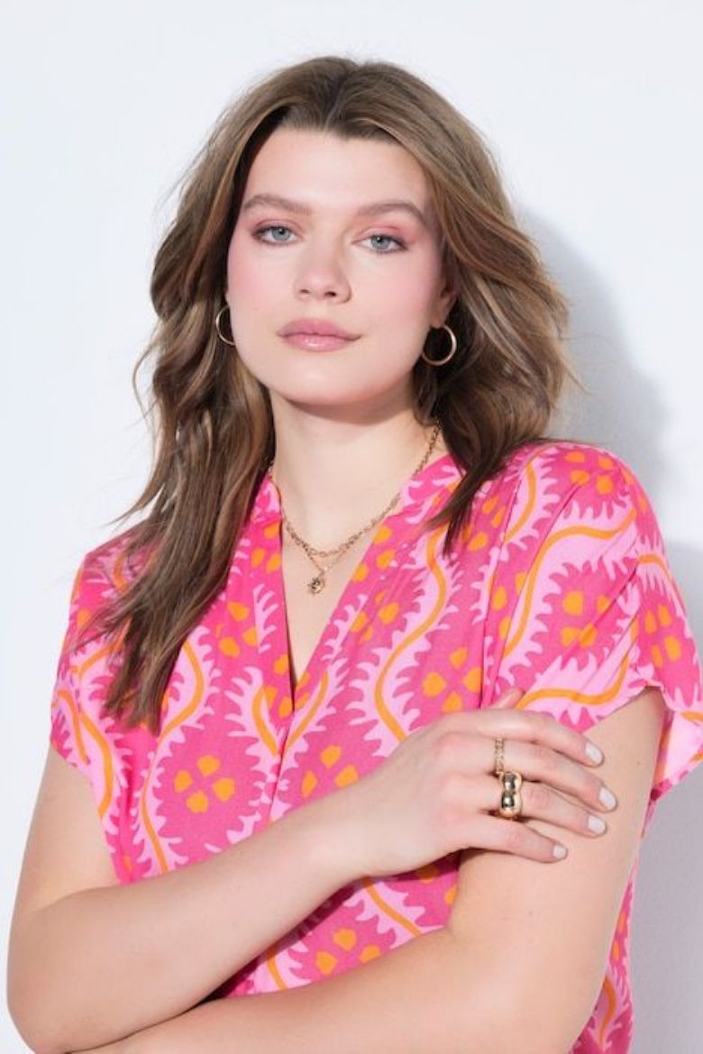 Plus size veliki brojevi Bluza kratkih rukava šireg kroja za punije