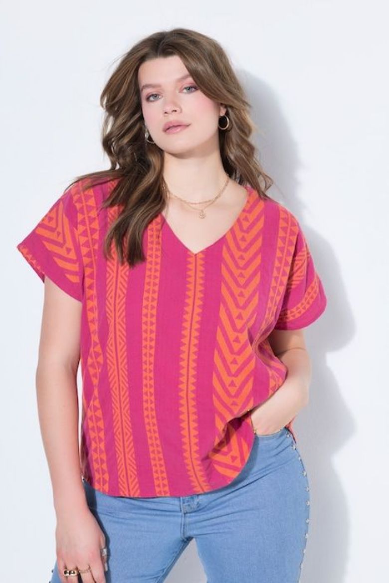 Plus size veliki brojevi Bluza kratkih rukava šireg kroja za punije