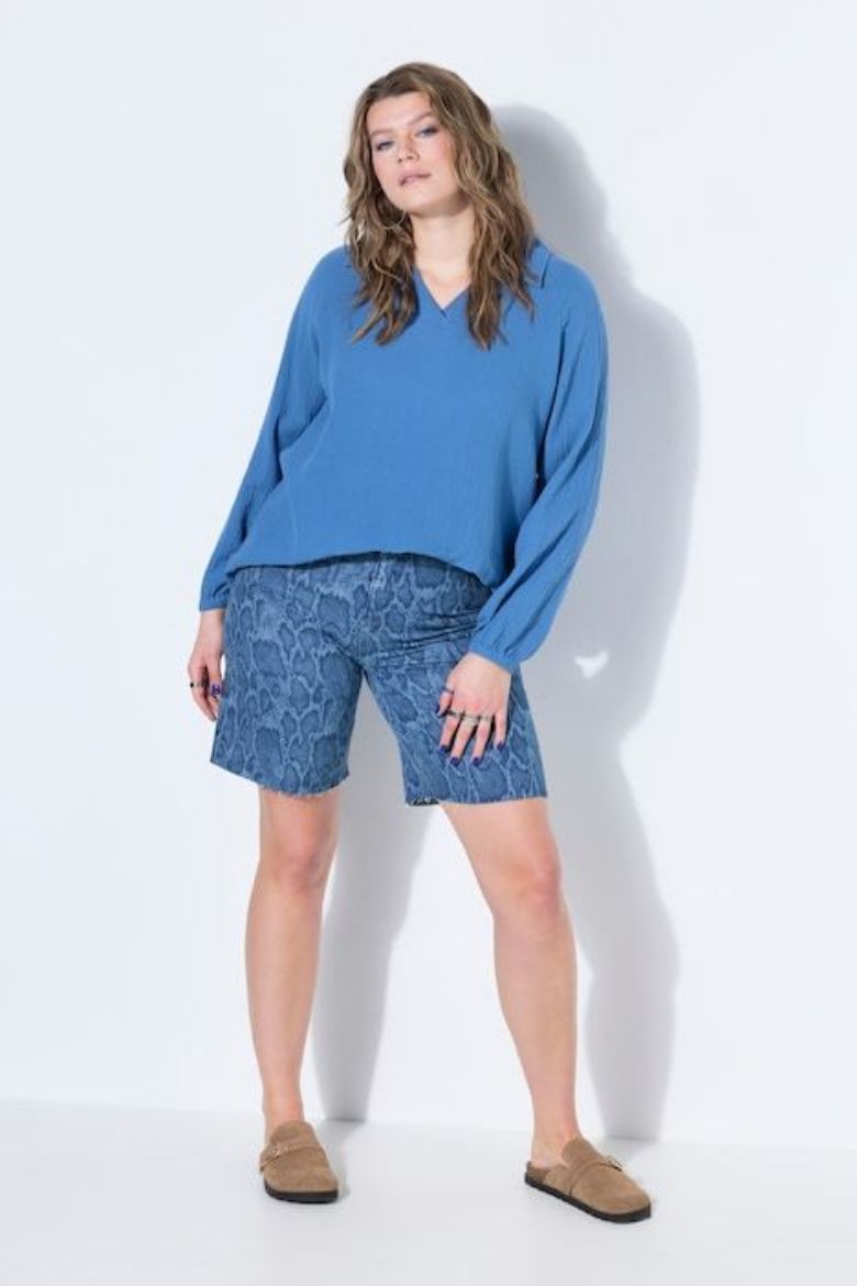 Plus size veliki brojevi Hlače traper kratkih nogavica visokog struka za punije