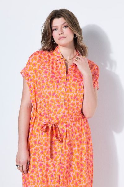 Veliki brojevi Haljina midi kratkih rukava šireg kroja moda za punije